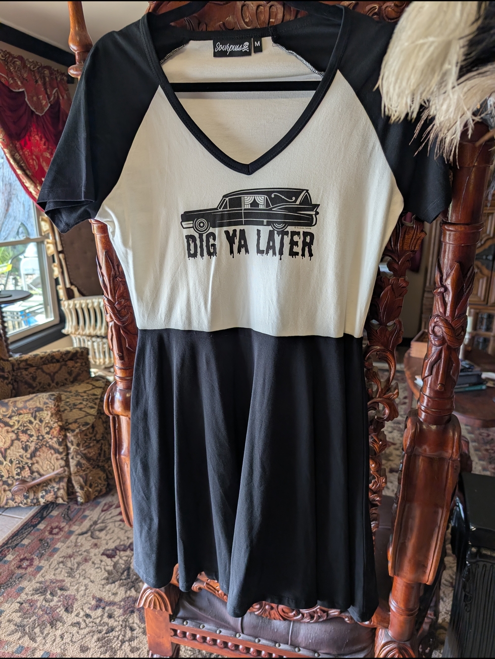 Sourpuss Black and White "Dig Ya Later" Mini Dress